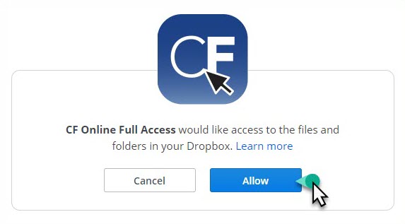 Dropbox with ClickFORMS - Single User