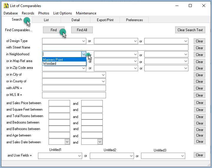 Comparables Database