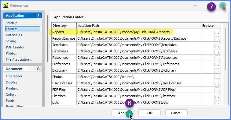 Map ClickFORMS folders to Dropbox