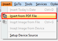 Insert PDF Menu